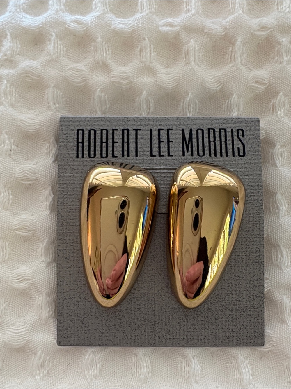 Robert Lee Morris Polished Goldtone Chunky Wedge Shaped Drop Earrings - Picture 2 of 4